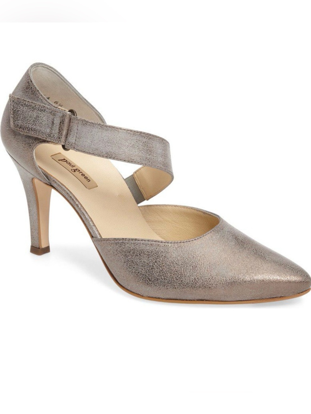 Paul Green Metallic Taupe Strap Pointed-Toe Pump